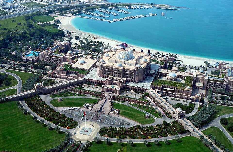 Emirates Palace exterior and waterfront